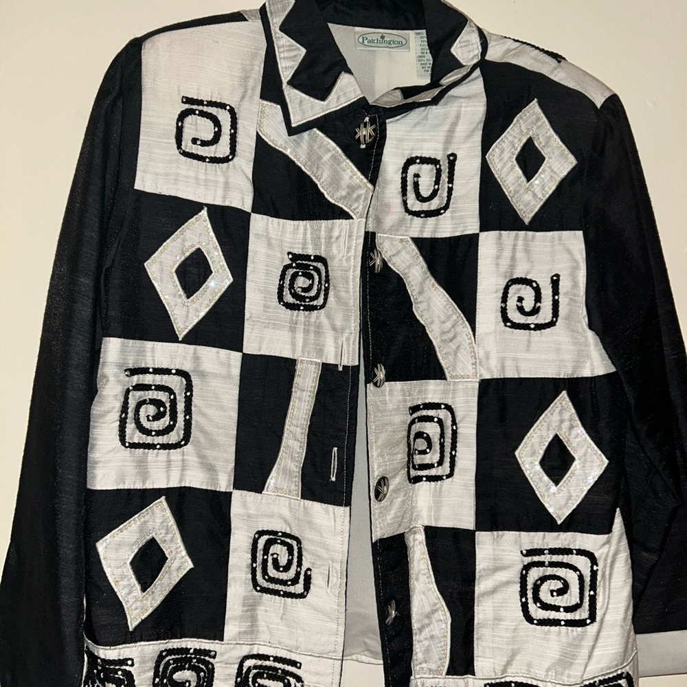 Chico's Black and White Geometric Jacket